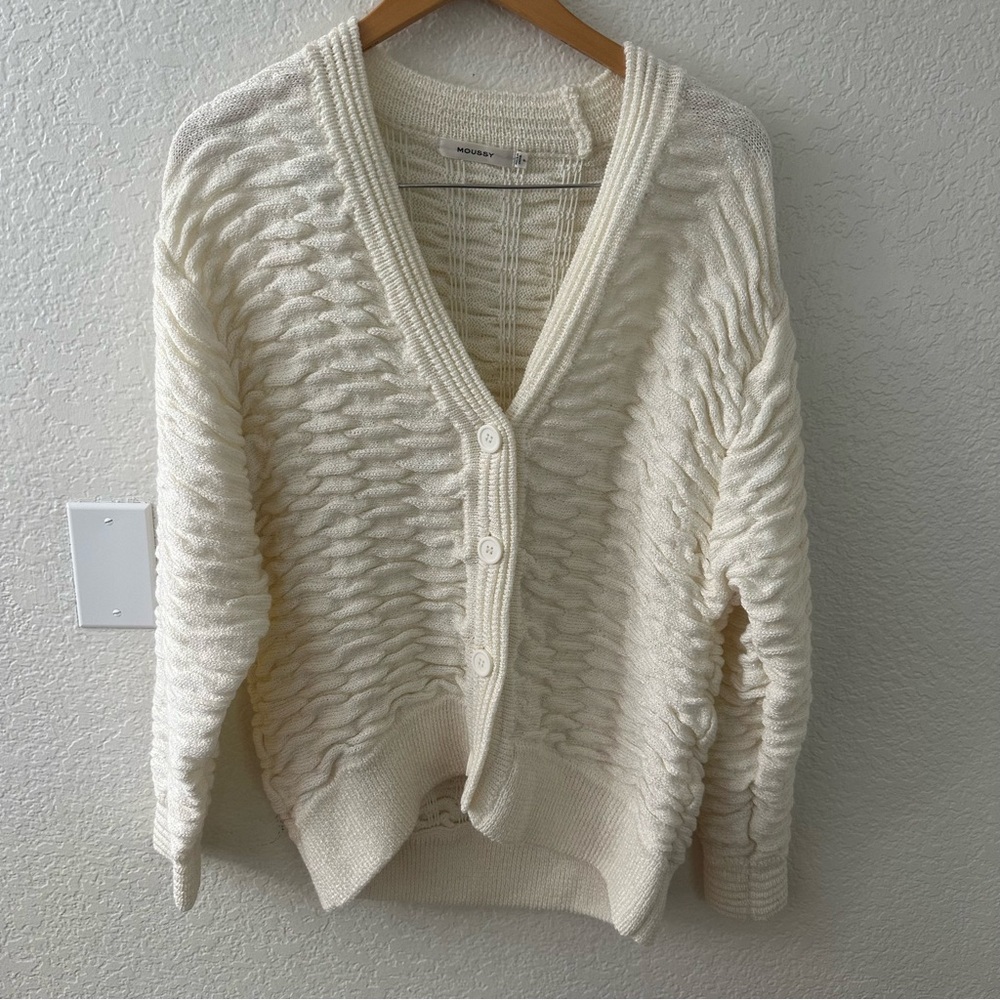 MOUSSY WAVY KNIT CARDIGAN